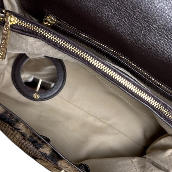 Tory Burch Snakeskin Calf Hair Shoulder Bag Tortoise Chain Mirror Clutch Rare - Picture 12 of 16